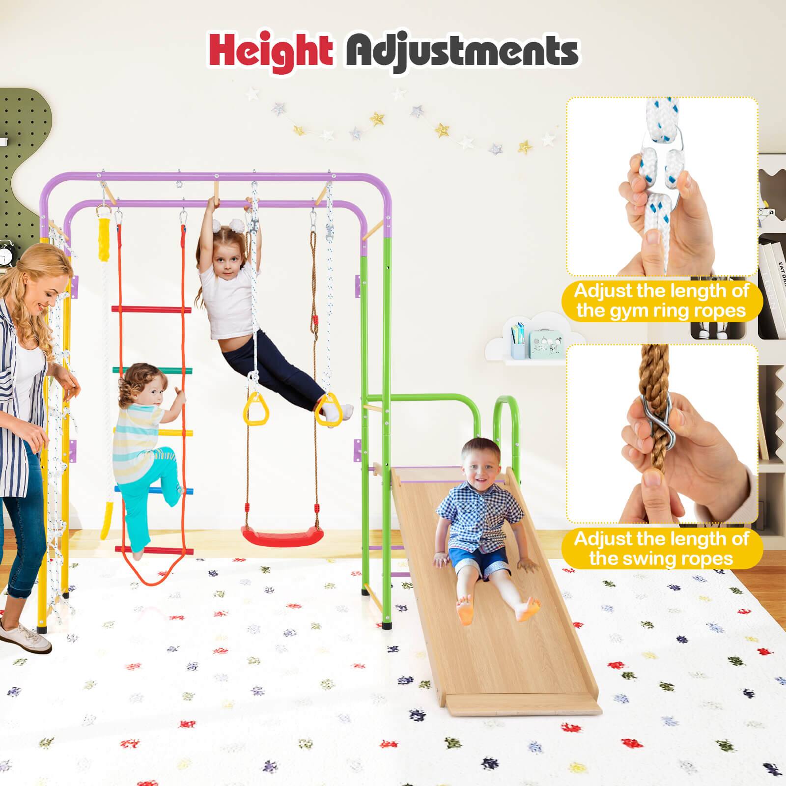 Height Adjustments

Adjust the length of the gym ring ropes

Adjust the length of the swing ropes