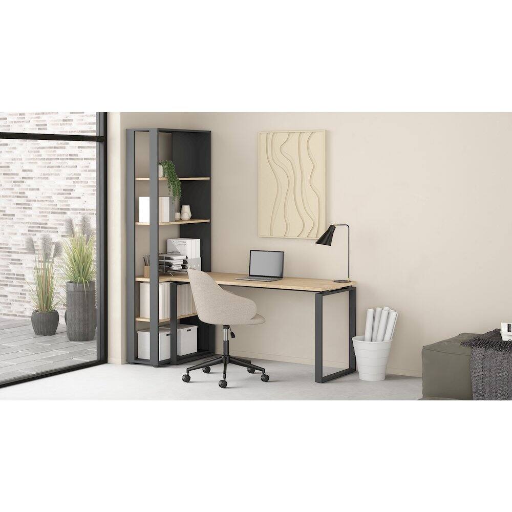 Alt View 8. Tvilum - Sign 5 Shelf Bookcase Room Divider, Matte Grey/Jackson Hickory - Gray.