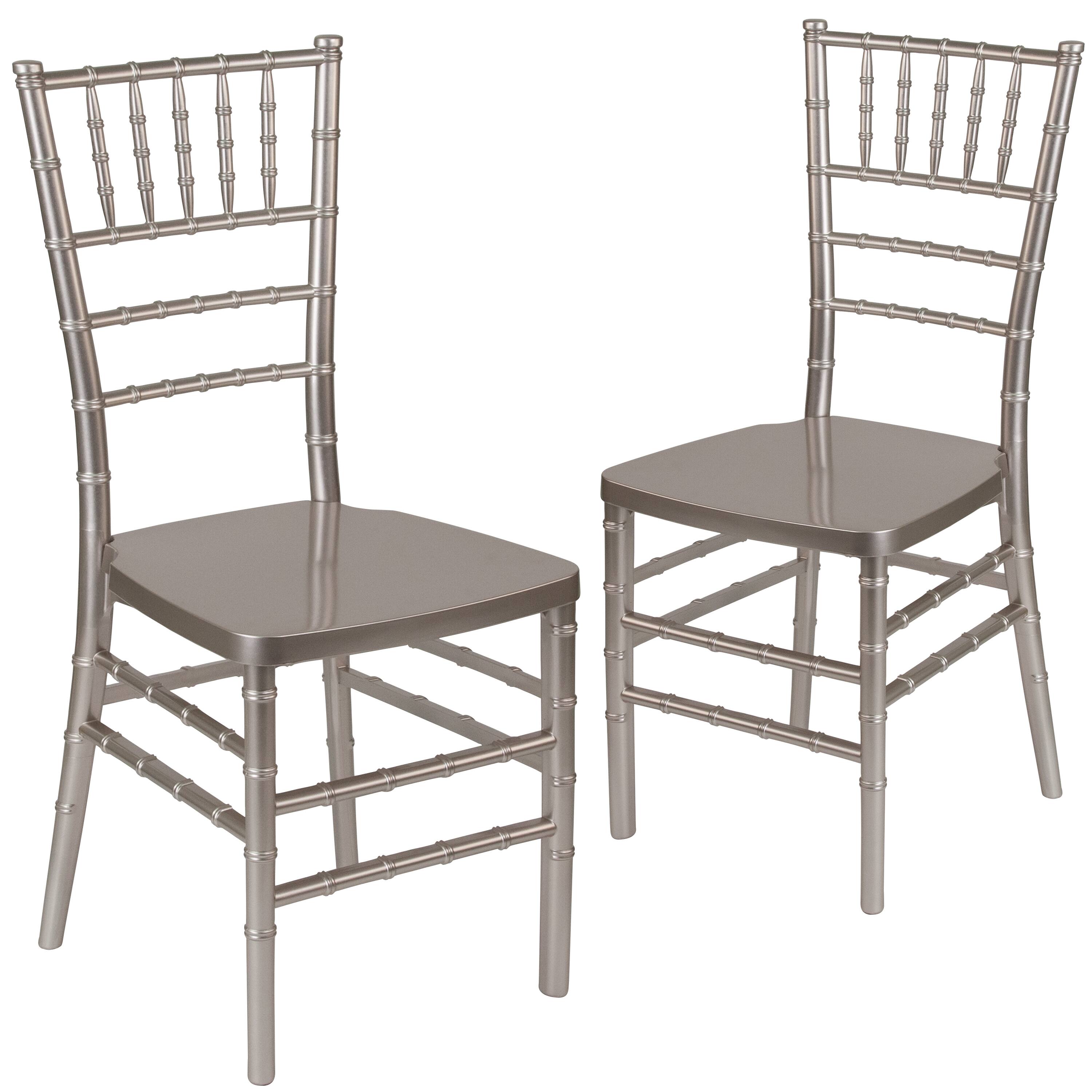 Emma + Oliver - 2 Pack PREMIUM Resin Stacking Chiavari Chair - Pewter