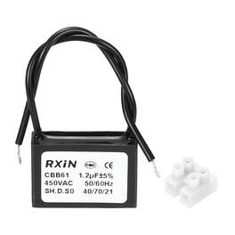 Unique Bargains - 1.2uF CBB61 Capacitor, AC 450V 2-Wire for Ceiling Fan, Motor Generator, Blower, Exhaust Fan - Black