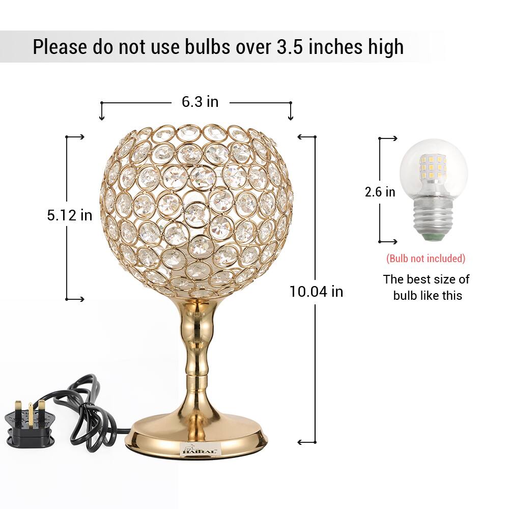 Please do not use bulbs over 3.5 inches high

6.3 in  
5.12 in  
2.6 in  
10.04 in  

(Bulb not included)  

The best size of bulb like this