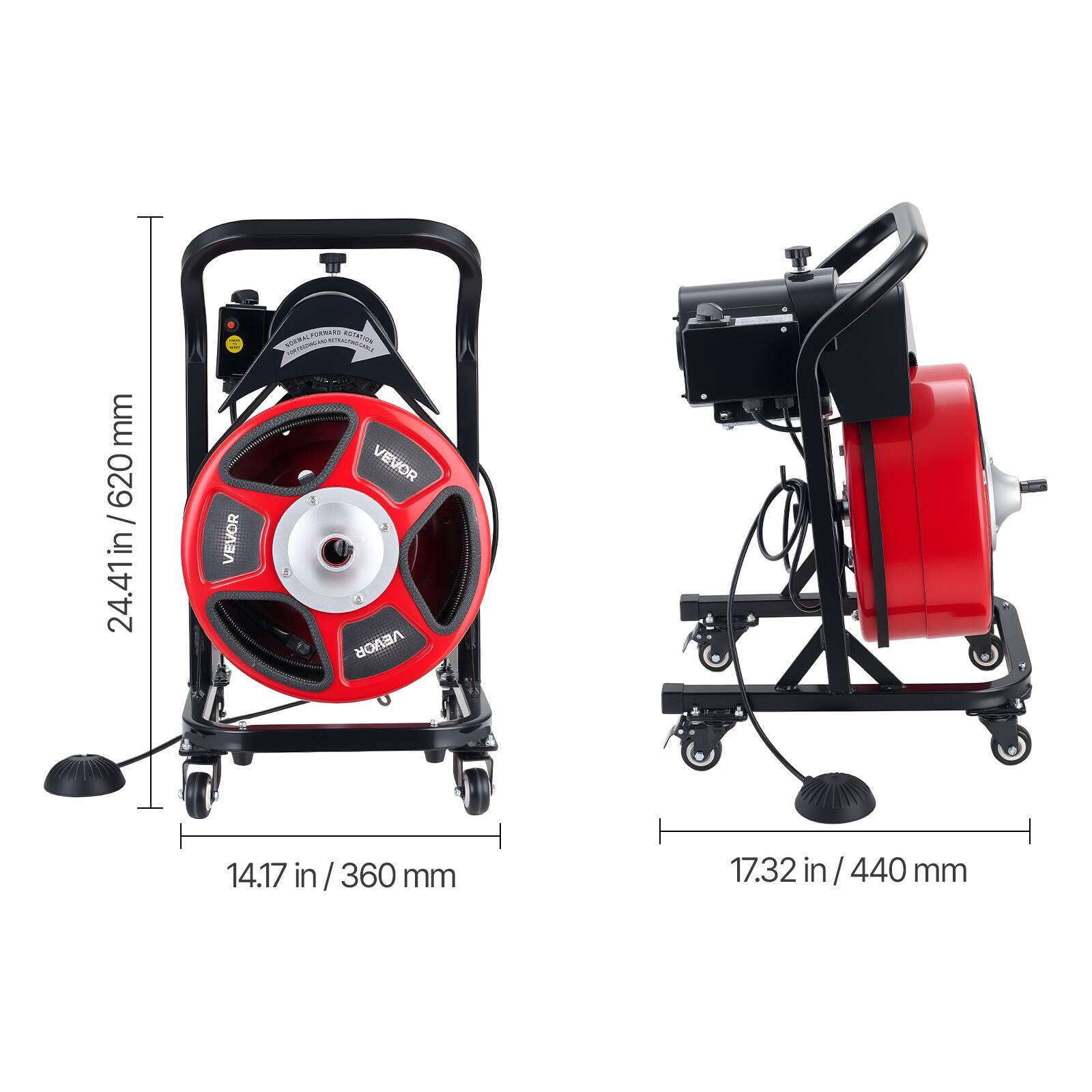 WIERELTUESEED  
mm 620 / in 24.41  
VEVOR  
VEVOR  
14.17 in / 360 mm  
17.32 in / 440 mm