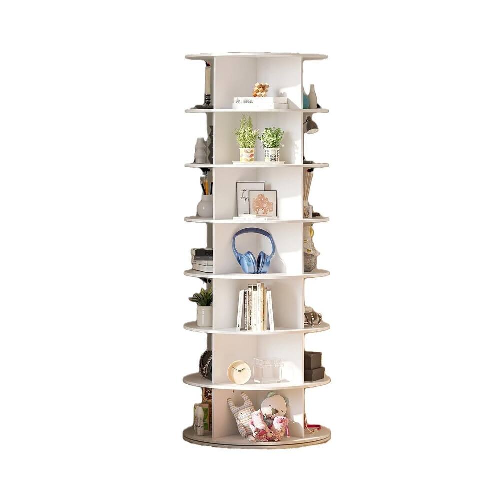 Back. Loheer - Loheer 7 tier rotating shoe rack white round shoe carousel 28 pairs capacity - White.