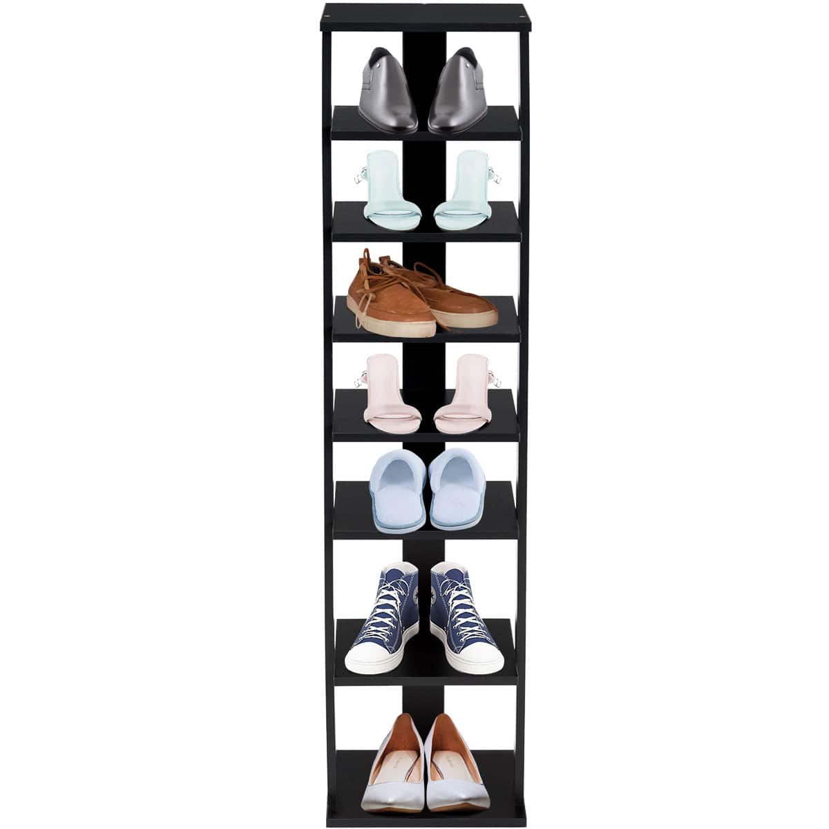 Alt View 16. Costway - Wooden Shoes Storage Stand 7 Tiers Shoe Rack Organizer Multi-shoe Rack Shoe box Black - Black.