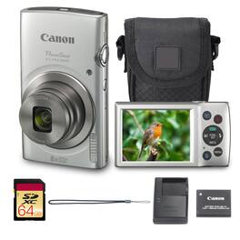 Canon - PowerShot ELPH 180 Digital Camera Silver Portable Photo Bundle
