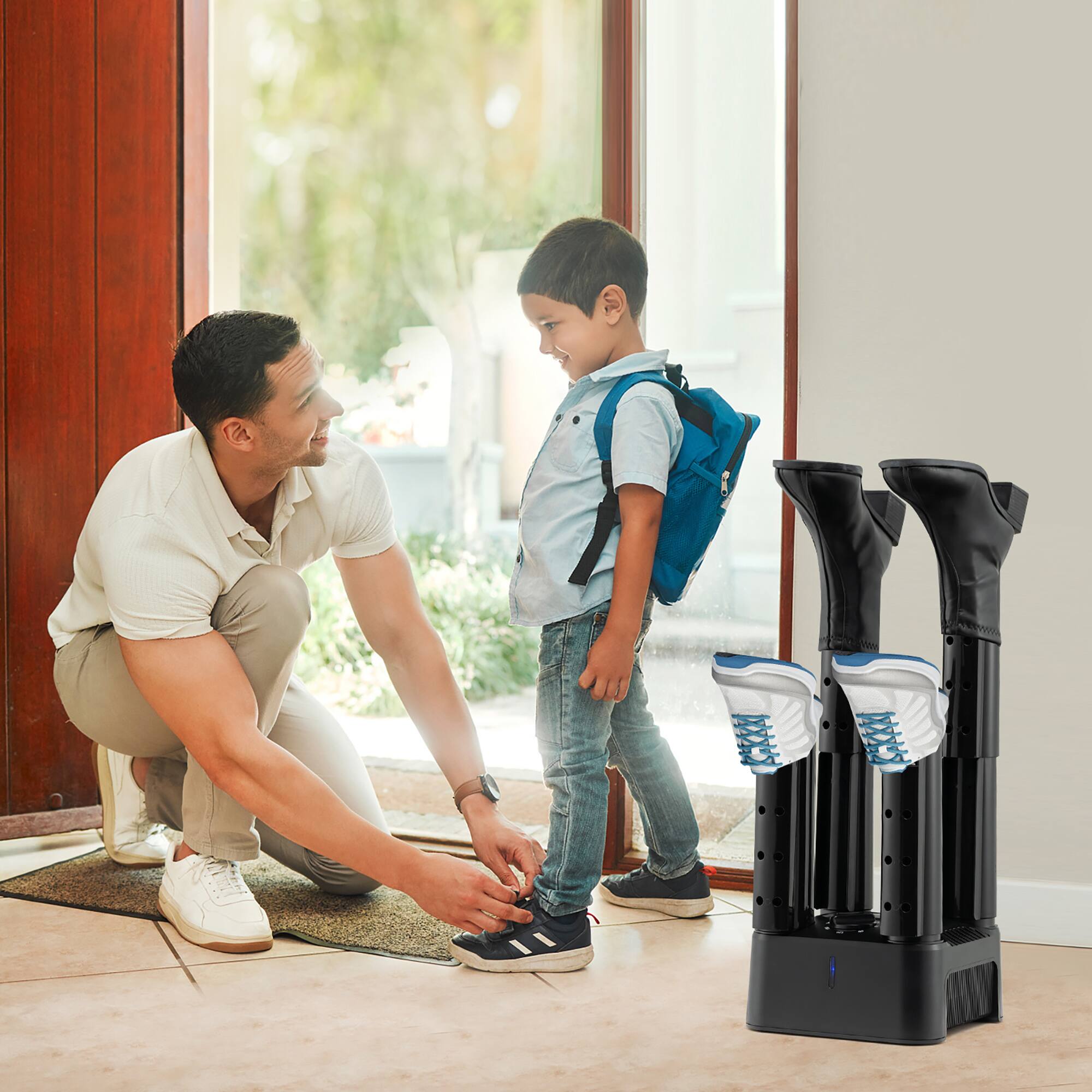 Alt View 11. Costway - 4 Shoe Electric Dryer W/ Timer, Fan For Boot Glove Prevent Odor Mold & Bacteria - Black.