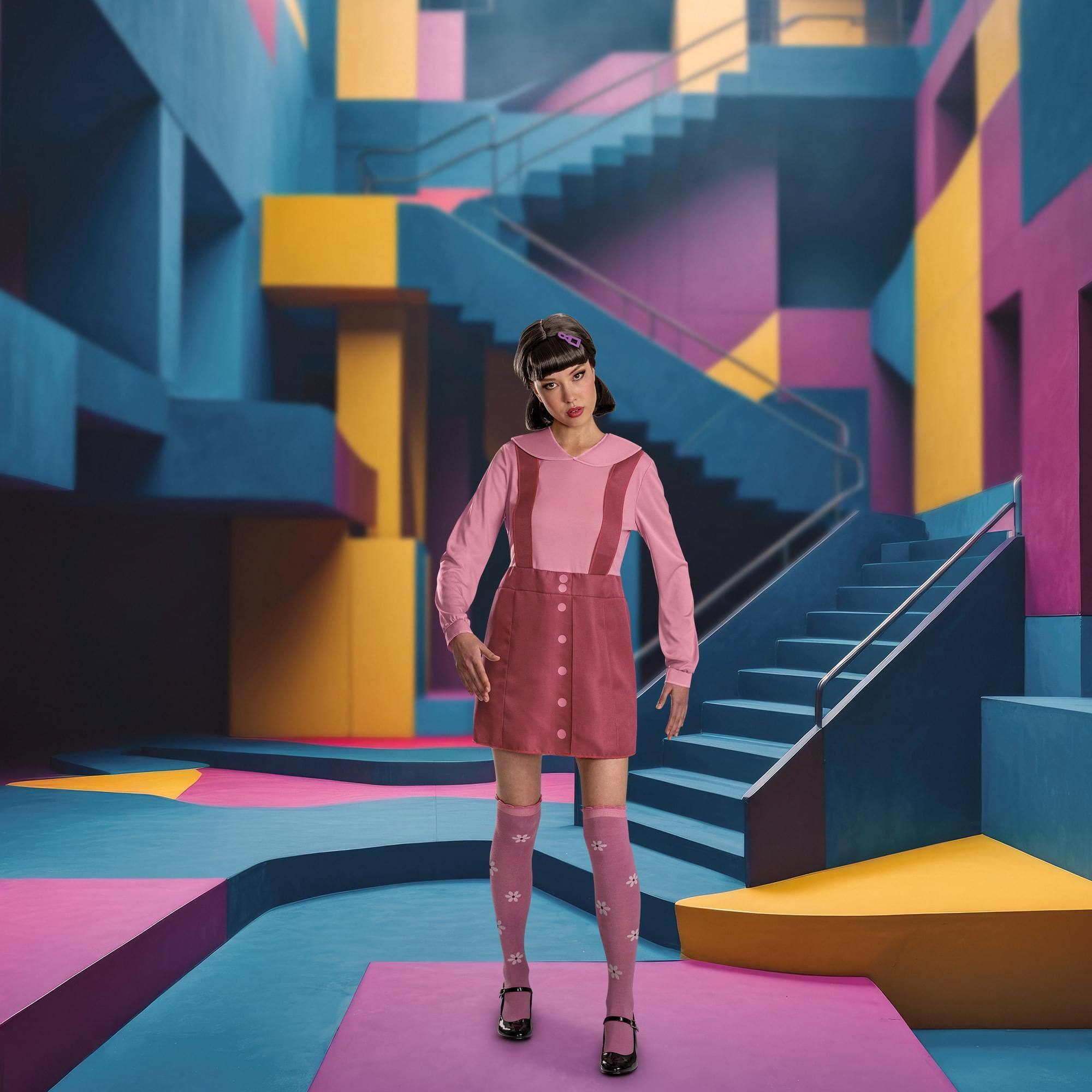 Alt View 3. Disguise - Squid Game Young-Hee Doll Deluxe Adult Costume | L 12-14 - Multi-Colored.