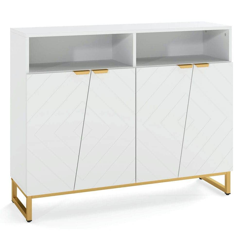 Kadyn - Modern 4-Door Sideboard Cabinet with Adjustable Interior Shelves - White