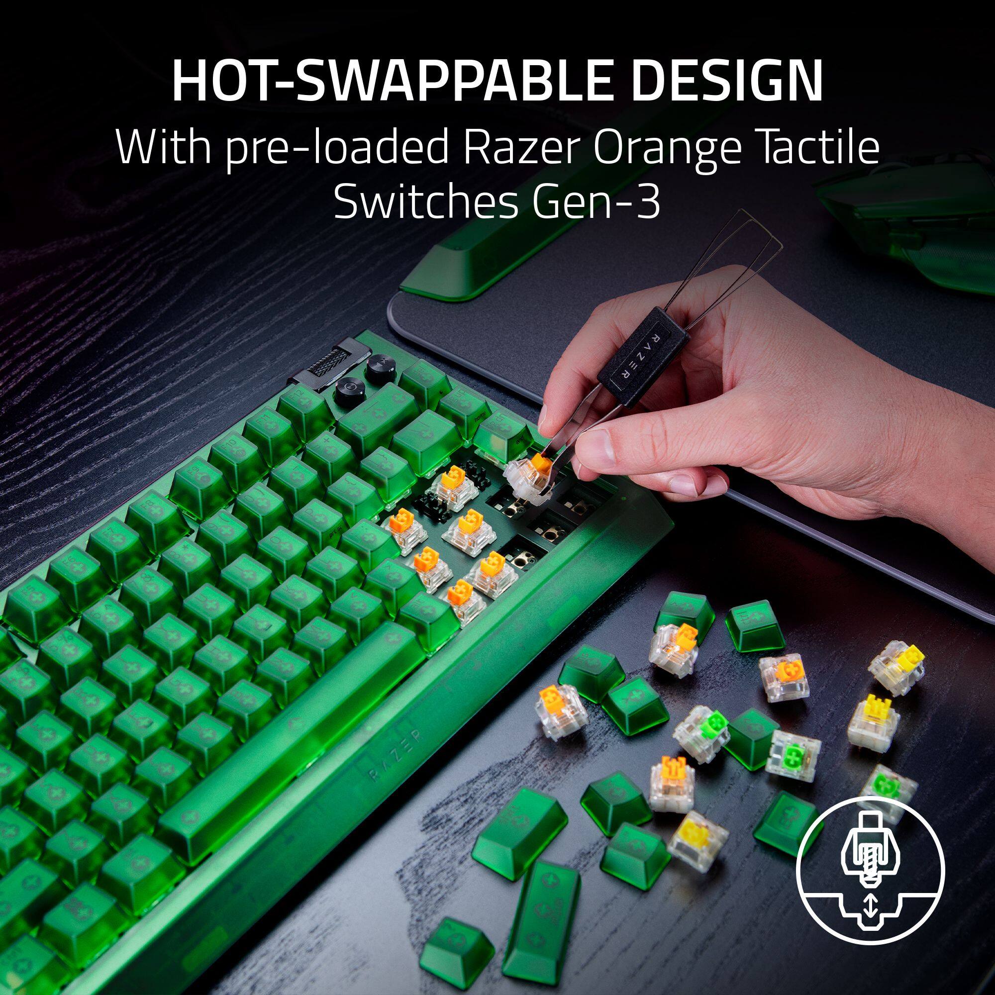 HOT-SWAPPABLE DESIGN WITH PRE-LOADED RAZER ORANGE TACTILE SWITCHES GEN-3