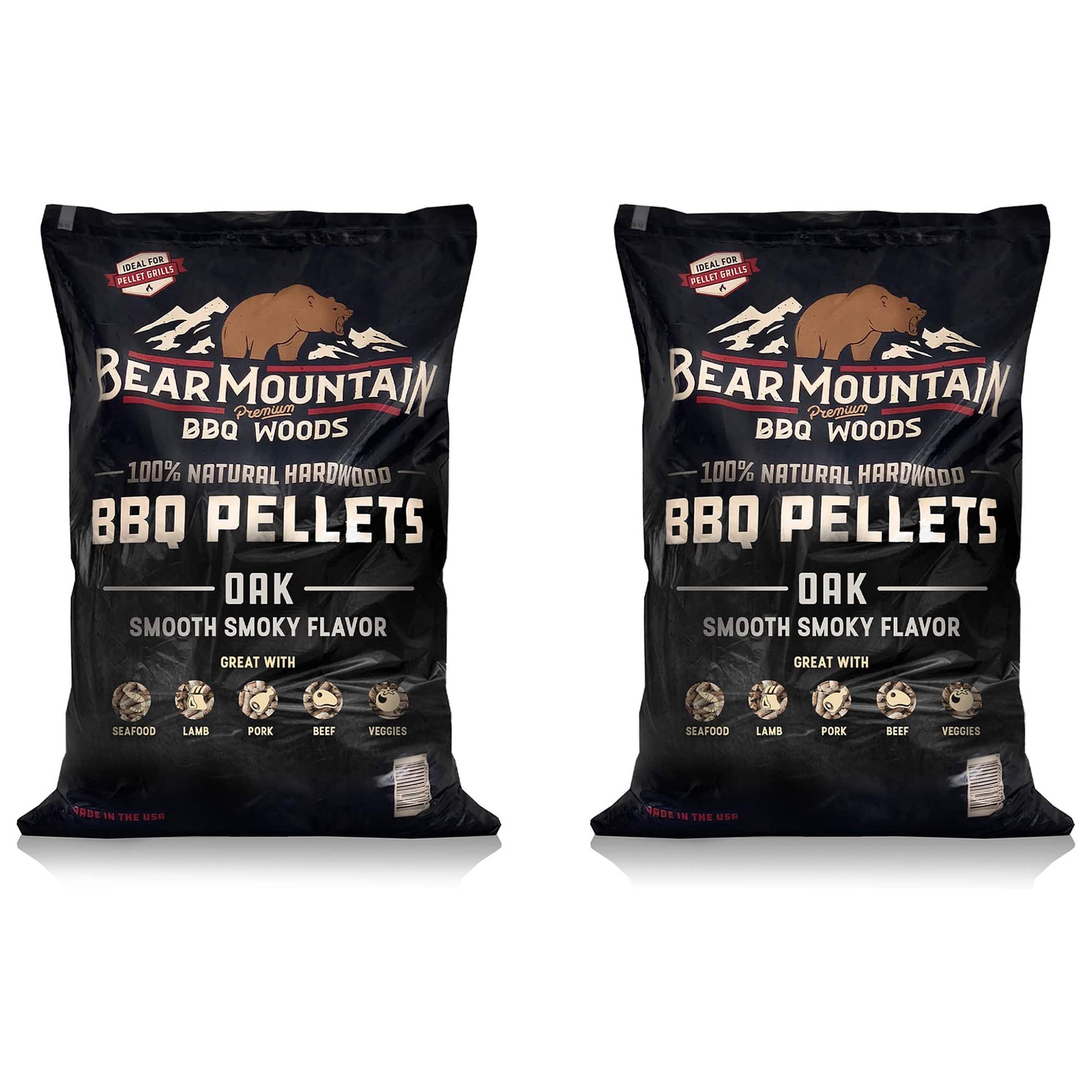 Bear Mountain BBQ - All Natural Hardwood Oak BBQ Smoker Pellets, 20 lbs (2 Pack)