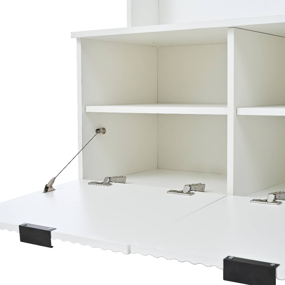 Alt View 3. Loheer - Loheer 5-in-1 hall tree with bench and white entryway shoe storage cabinet, 49.6 inch hallway organizer - White.