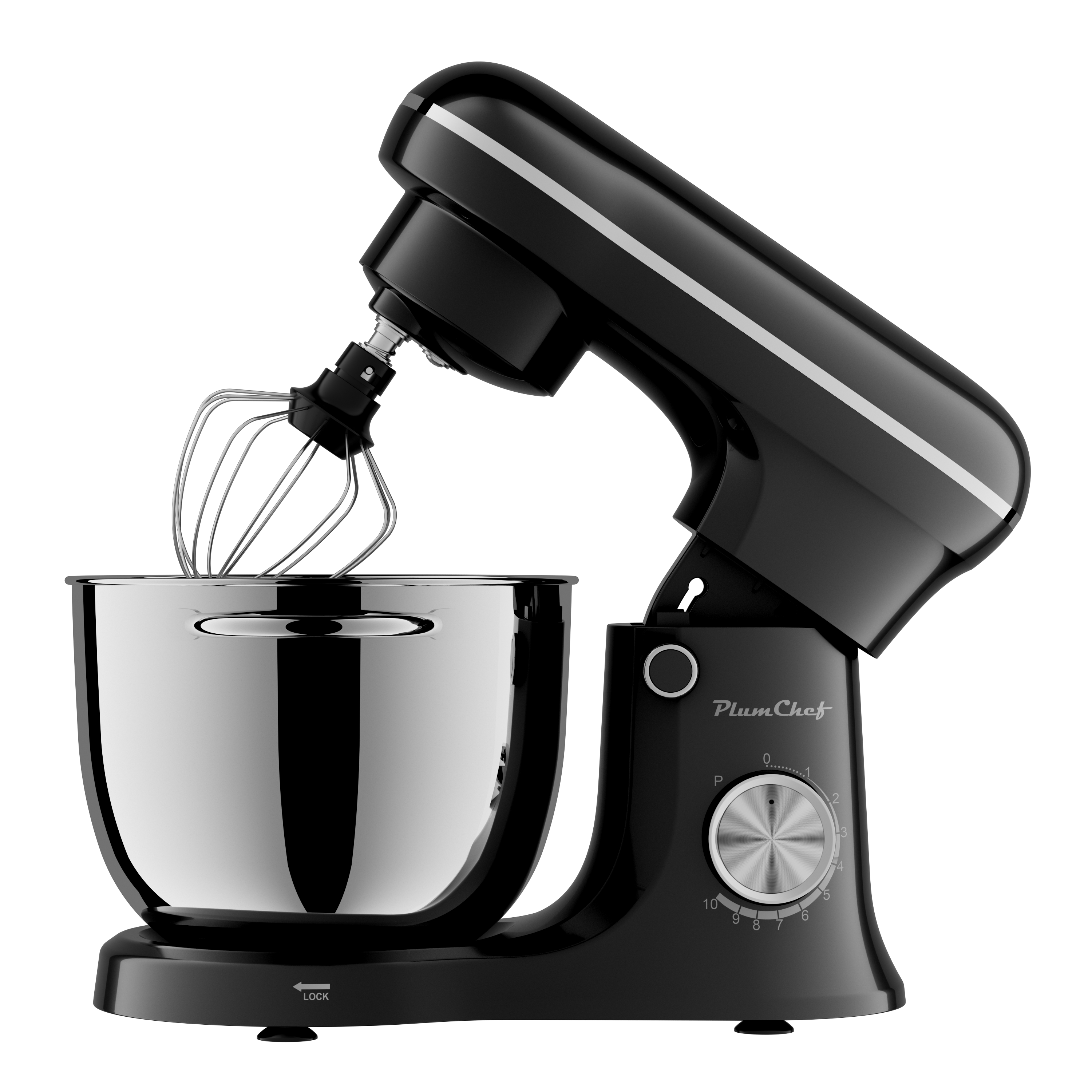 Chery Life - 5.28QT 10 Speeds Portable Electric Food Mixer with Egg Whisk,Dough Hook - Black