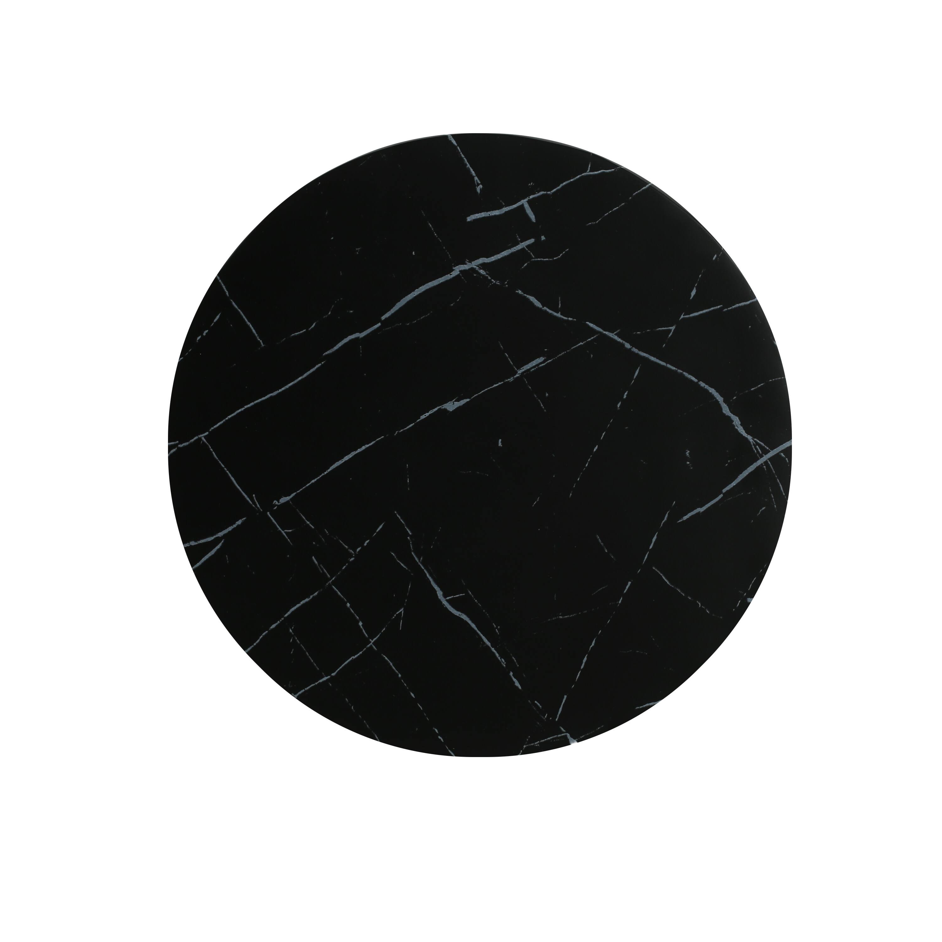 Back. Whisen - Outdoor Travertine MGO Side Table,Light Weight Concrete End Table for Patio and Backyard - Black.
