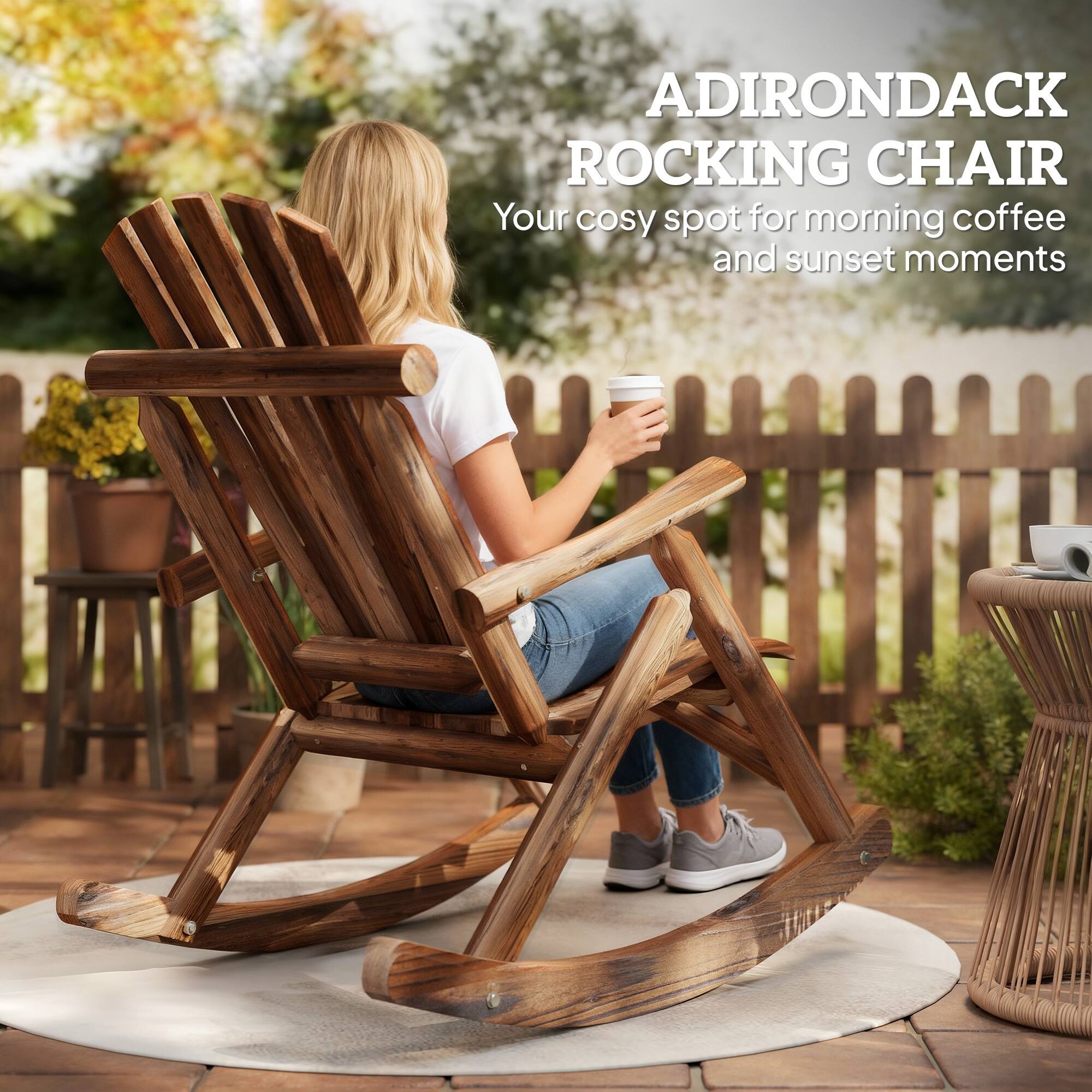 ADIRONDACK ROCKING CHAIR  
Your cosy spot for morning coffee and sunset moments