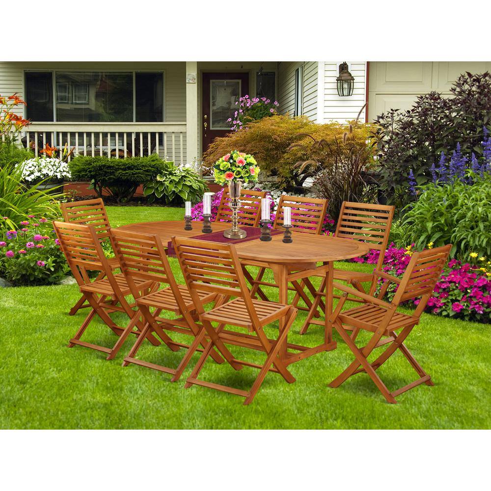 Back. East West Furniture - Wooden Patio Set Natural Oil - Brown.