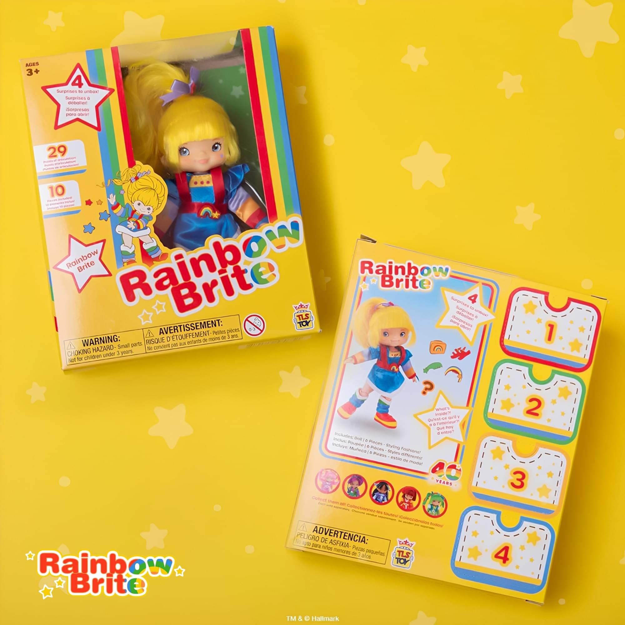 AIES 3+ 4 surprises de Surprines - -e durereson pr - 29 10 Rainbow Brite Rainbow Rainbow Brite Brite Surposes - TLS Susmes - . AVERTISSEMENT: 1 TOY nor s -  Petles pieces WARNING: RIsoUT D ETOUFFEMENT- 3 - or Jan parts - a entants HAZARD Sumal for CONAE CHOKING under - pears Not - children 1 Rainbow Brite aur MAI s . BUs s nr aue my . Toua IAcs - So Pouple T nane sbove Macs S mAnes trin 4 Suses sr Pezus SPIGIRO - - mon 40 SEARS susm - - PELIGRO 1 ADVERTENCIA: DE ASFOOA sare nahu PHEM menores - pesuetes TLS alos TOY 2 3 4 IM 5 e Hallmark