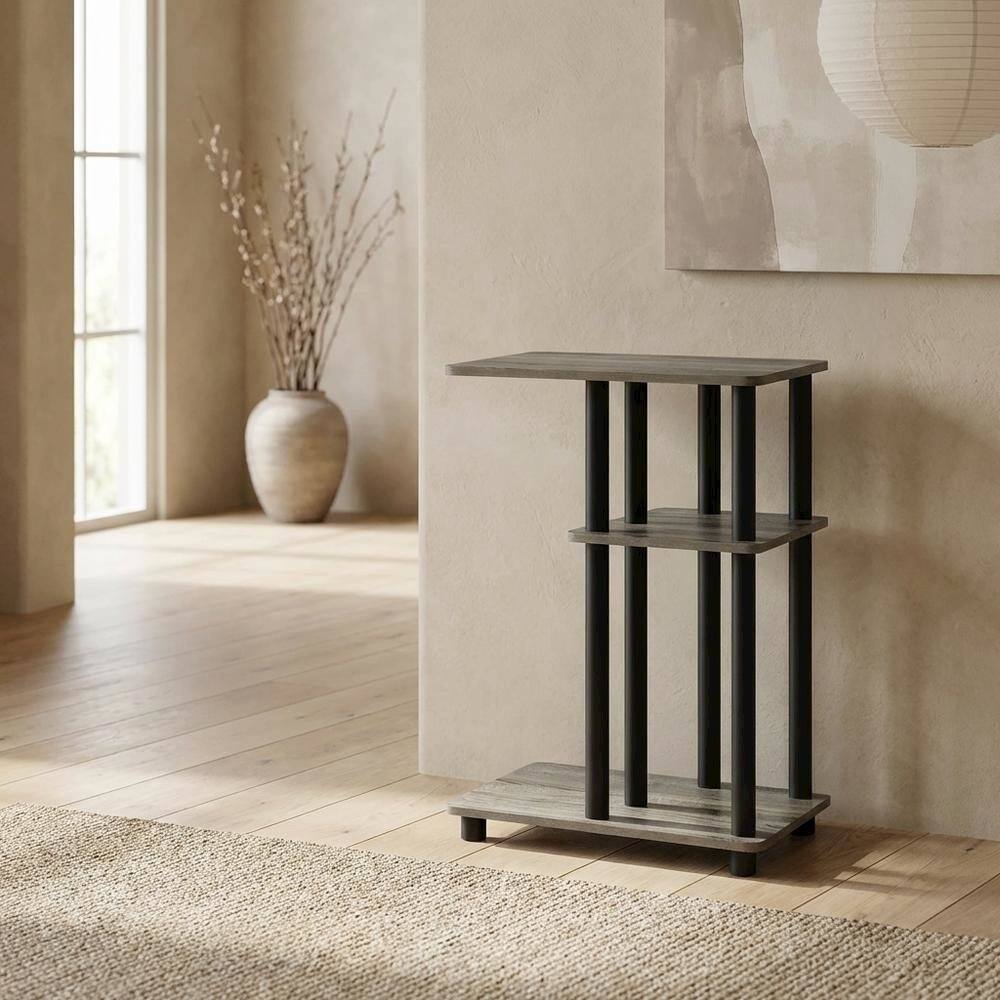 Angle. FurniFact - FurniFact C-Shape Side Table, Quality Build, Durable Wood Frame - French Oak - French Oak/Black.