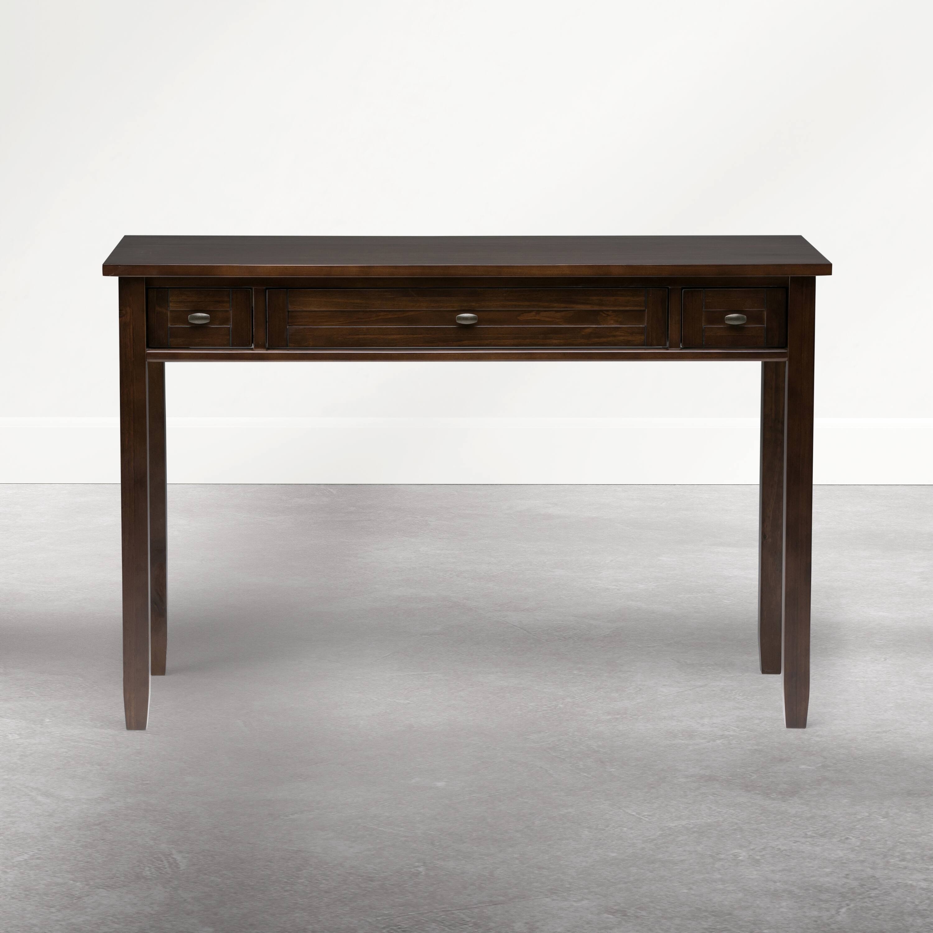 Back. Simpli Home - Warm Shaker 48 inch Wide Solid Wood Rectangular Desk, Mocha Brown - Mocha Brown.