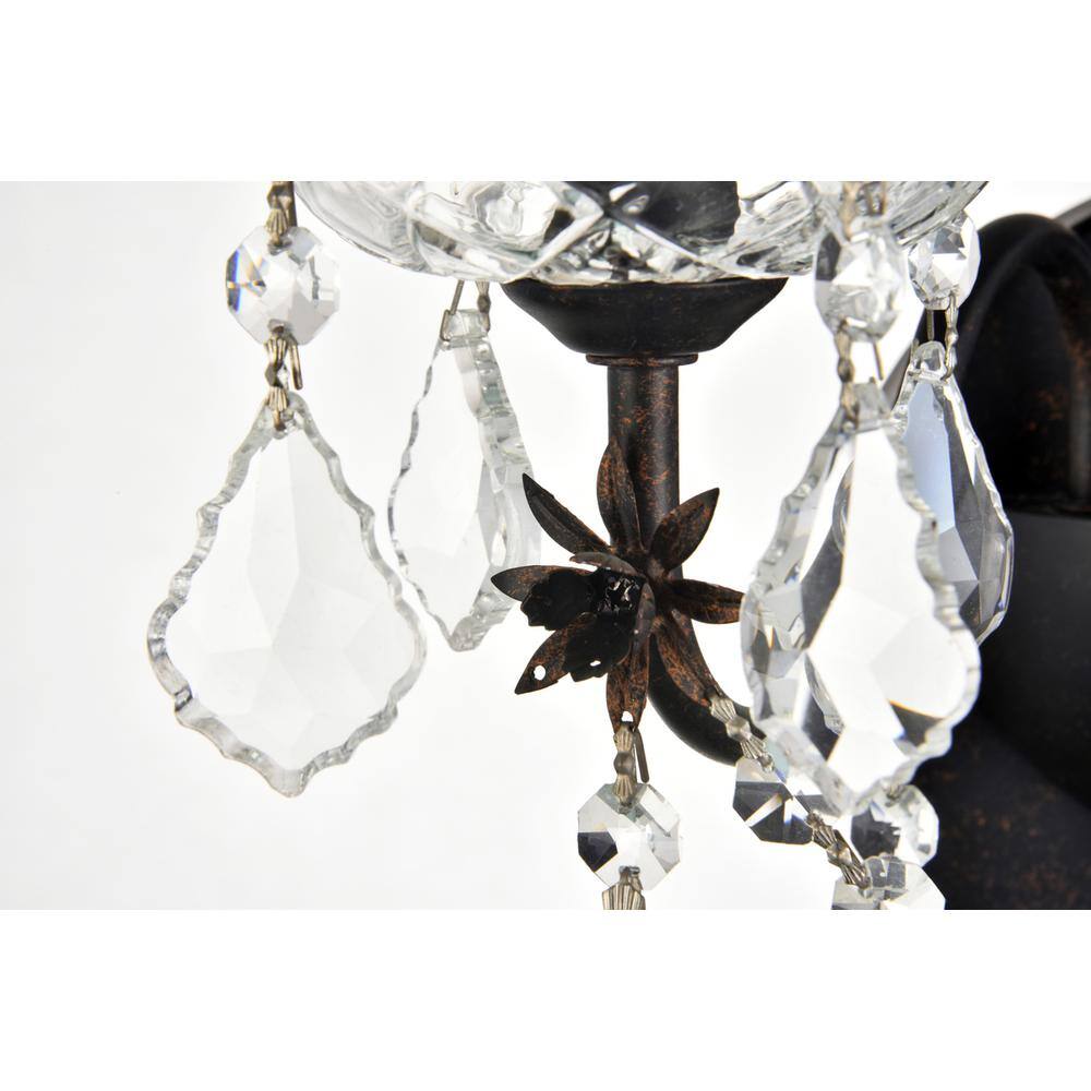 Angle. Elegant Lighting - St. Francis 2 light Dark Bronze Wall Sconce Clear Royal Cut Crystal - Dark Bronze.