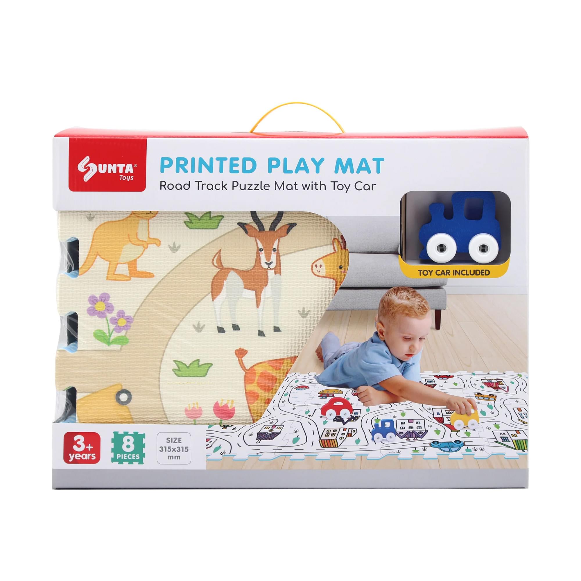 GUNTA UNTA PRINTED PLAY MAT Toys Road Track Puzzle Mat with Toy Car TOY CAR INCLUDED 3+ years 8 PIECES SIZE 315x315 mm