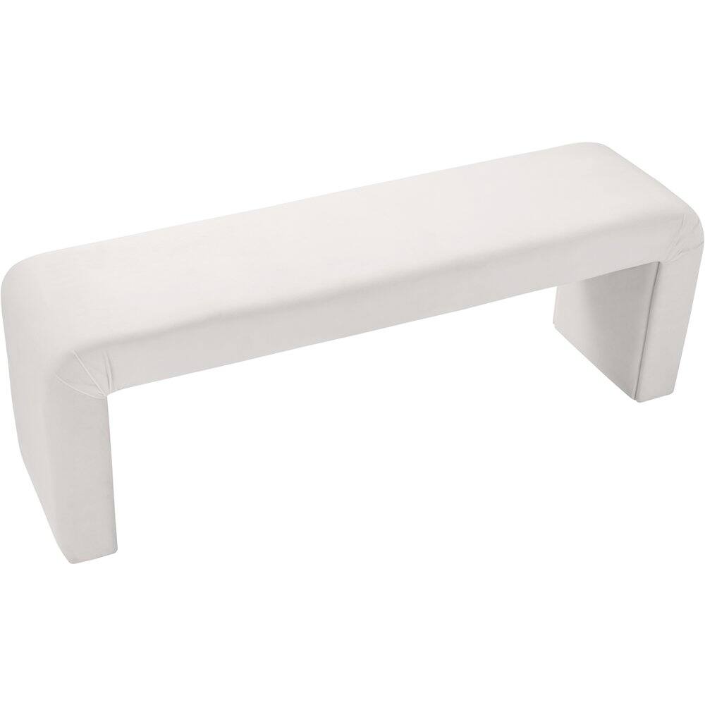 Alt View 2. Meridian Furniture - Minimalist Cream Velvet Bench - Beige.