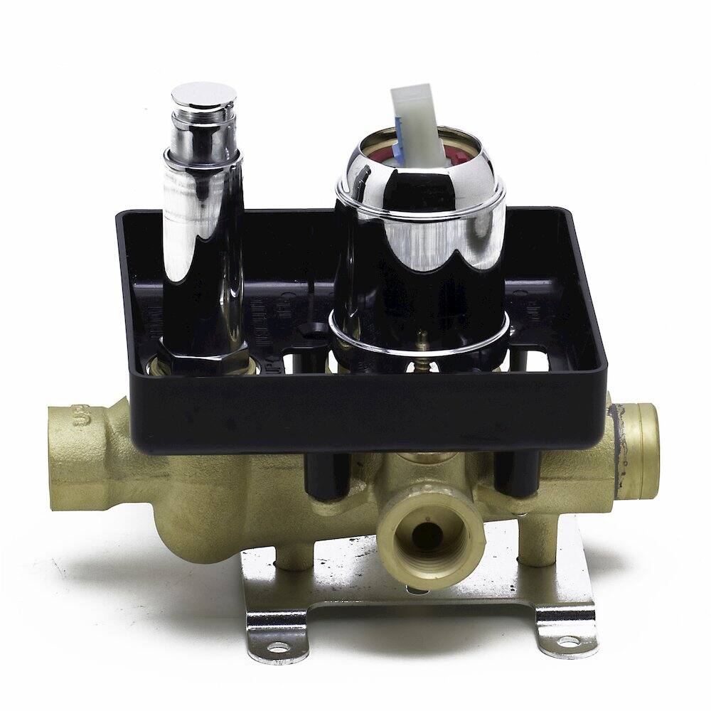 Back. Alfi - Polished Chrome Shower Valve Mixer with Square Lever Handle and Diverter - Silver.