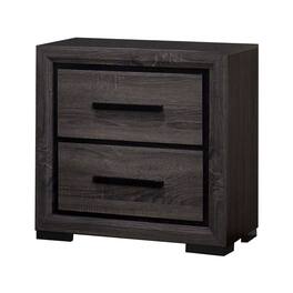 Manhattan Lane - Wooden Nightstand with 2 Drawers and Finger Pull Handle - Gray and black