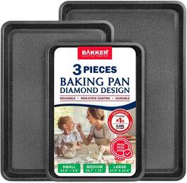 Bakken- Swiss - BAKKEN 3-Piece Cookie Sheet Set – Nonstick, Oven Safe to 450°F, PFOA/PFOS/PTFE Free, Diamond Base - Gray Marble