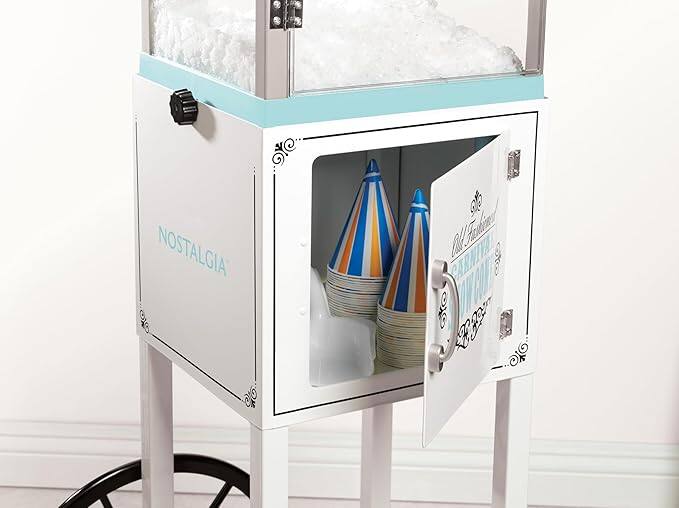 Angle. Nostalgia - Nostalgia Shaved Ice Machine with Storage Compartment (Aqua) - Aqua.