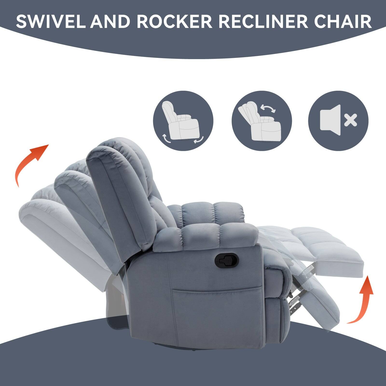 SWIVEL AND ROCKER RECLINER CHAIR x