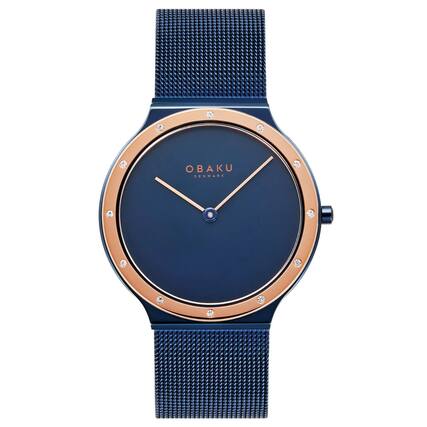 Front. Obaku - Obaku Women's Note Lille Blue Dial Watch - V285LESLML - Blue.