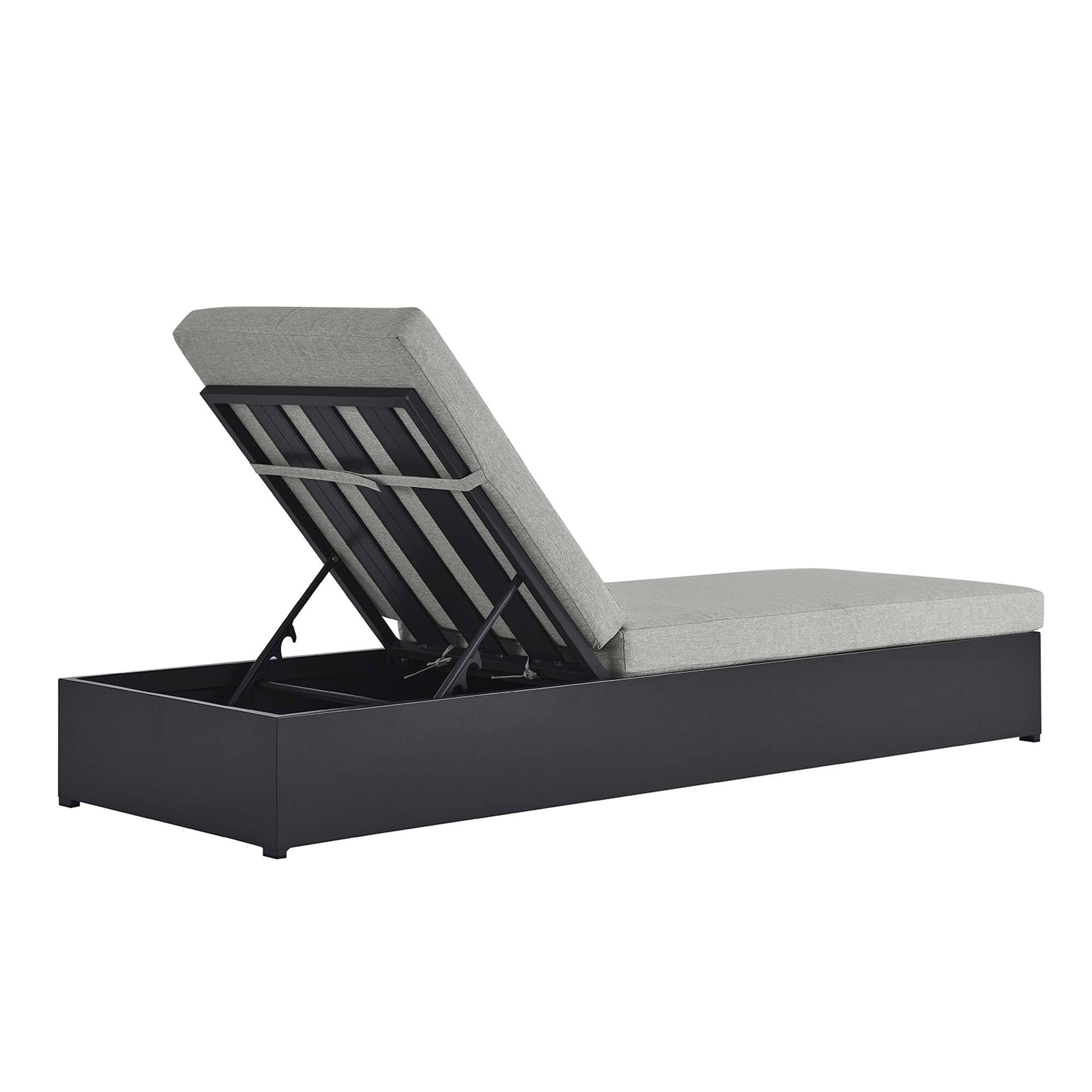 Alt View 5. Modway - Tahoe Outdoor Patio Powder-Coated Aluminum Chaise Lounge Chair by Modway - Gray Gray.