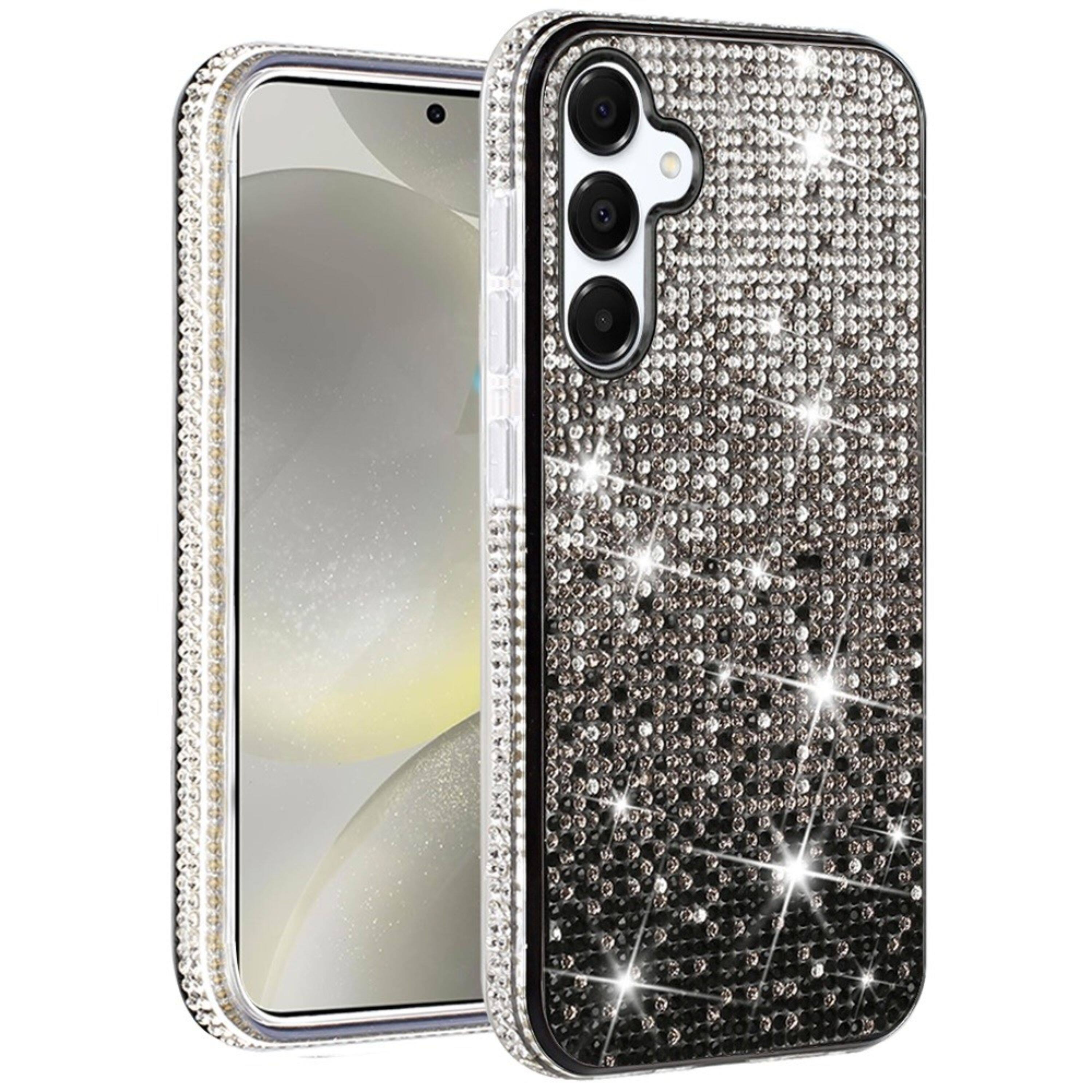 Left. Kitcheniva - Party Full Bling Diamond Phone Cover Plus Tempered Glass For Samsung S25 Plus/S24 Plus Blue - Blue.