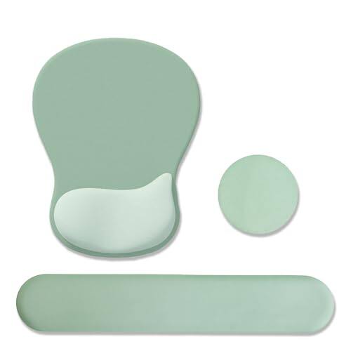 Earthley Blooms - Gel Mouse Pad With Wrist Rest Office And Mousepad Support Computer Non-slip Pu Base Desk Accessories Mat For - Green