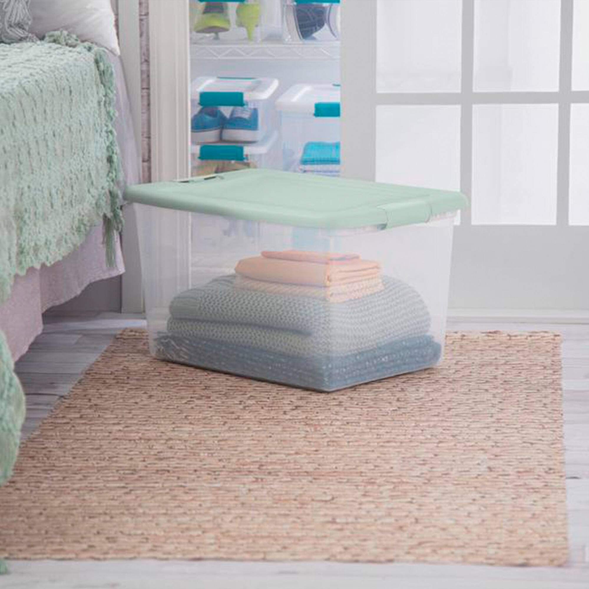 Alt View 3. Sterilite - Sterilite 6 Pack 64 Qt Latching Box, Plastic Storage Bin with Lid, Mindful Mint - Mindful Mint.