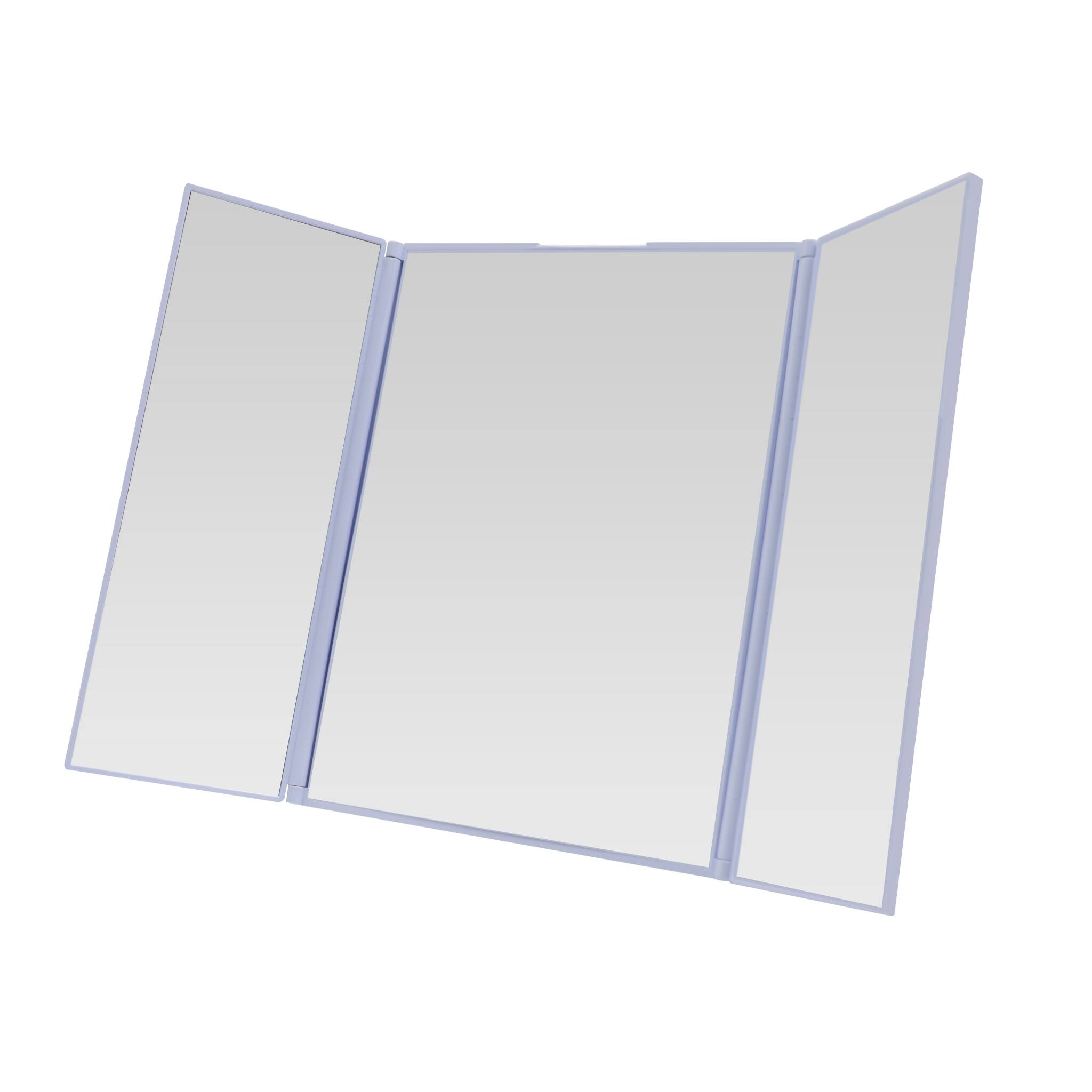 Angle. Impressions Vanity Co. - Stitch "Wishes at Night" Trifold Makeup Mirror - Blue.