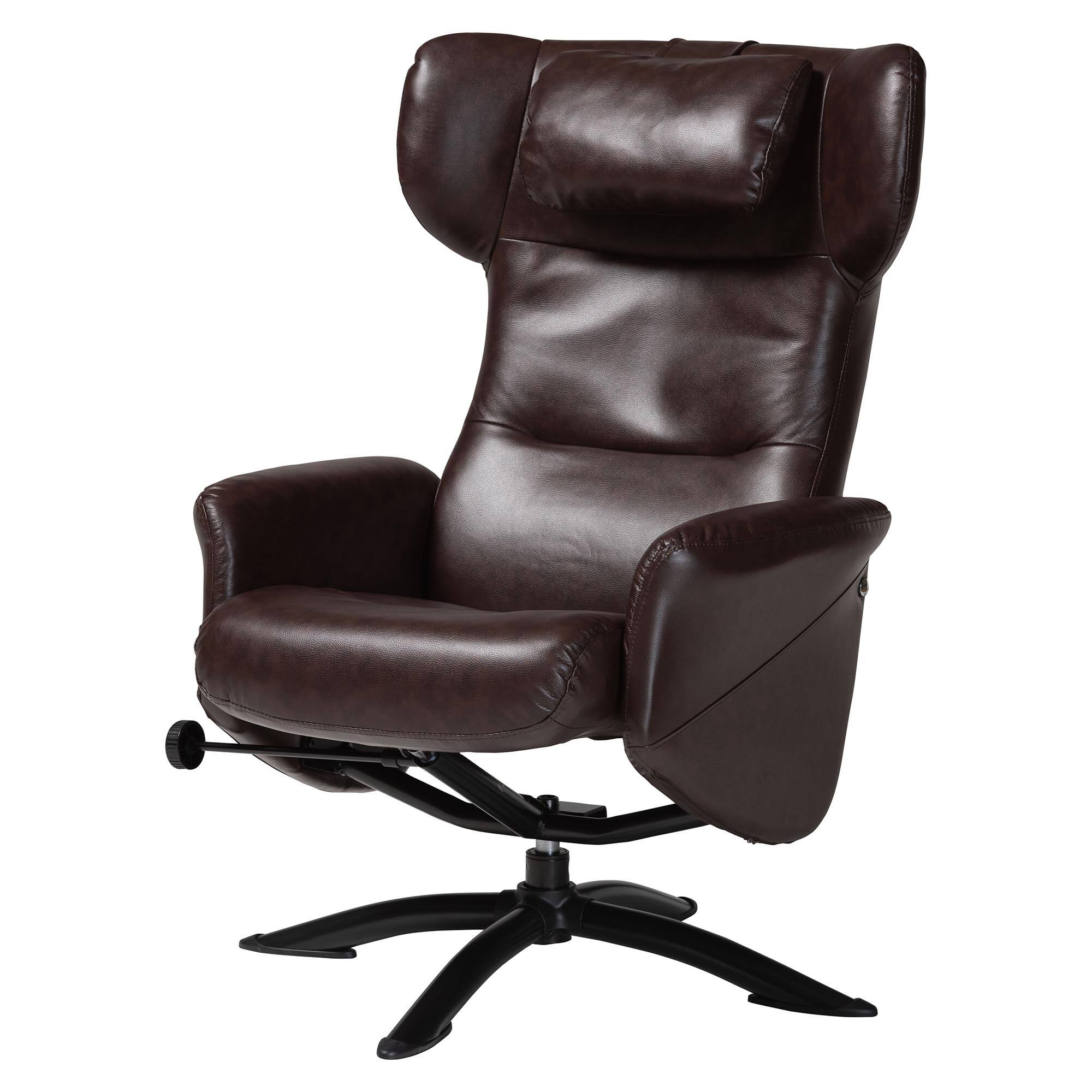 Alt View 2. Baxton Studio - Elwood Modern Faux Leather 2-Piece Lounge Chair and Footrest Set - Dark Brown/Black.