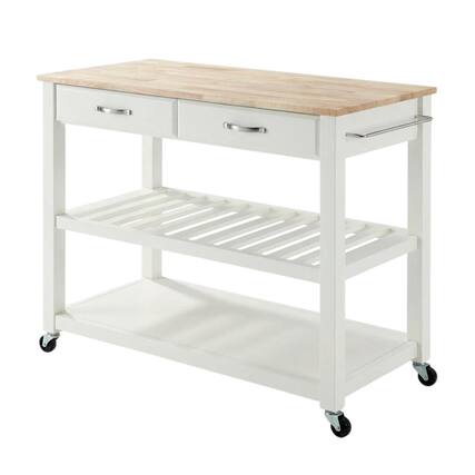 Front. Crosley Furniture - Wood Top Kitchen Prep Rolling Cart - White.