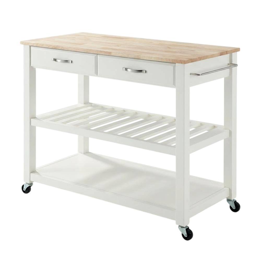 Front. Crosley Furniture - Wood Top Kitchen Prep Rolling Cart - White.
