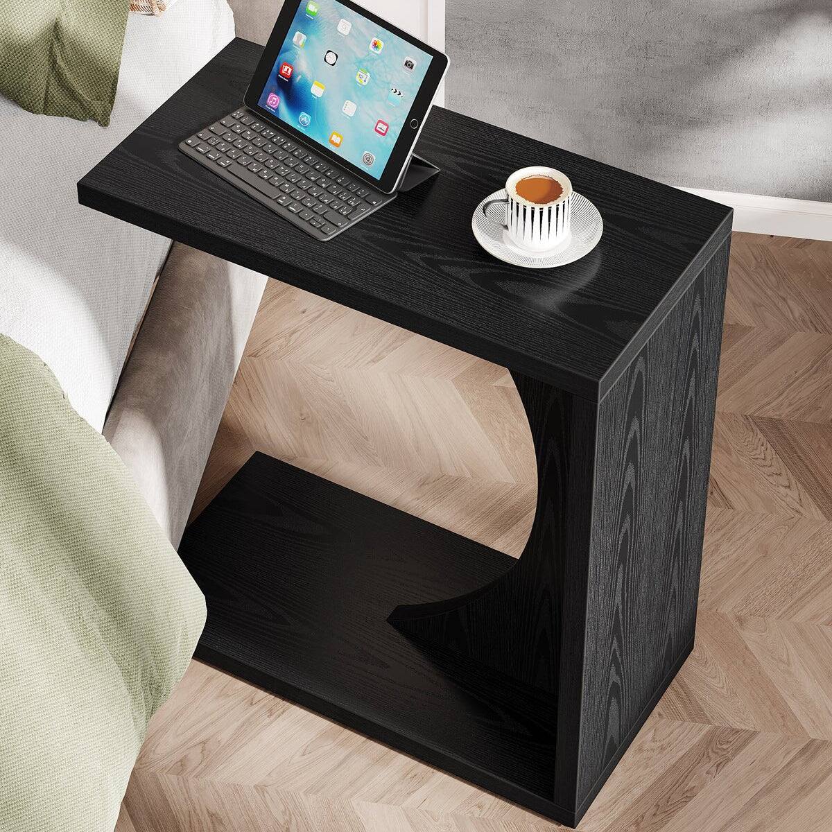Tribesigns End Table with Engineered Wood Construction, Adjustable Feet ...