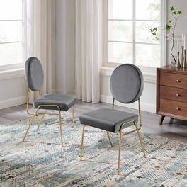 Craft Performance Velvet Dining Side Chairs Set of 2 by Modway - Gold Gray