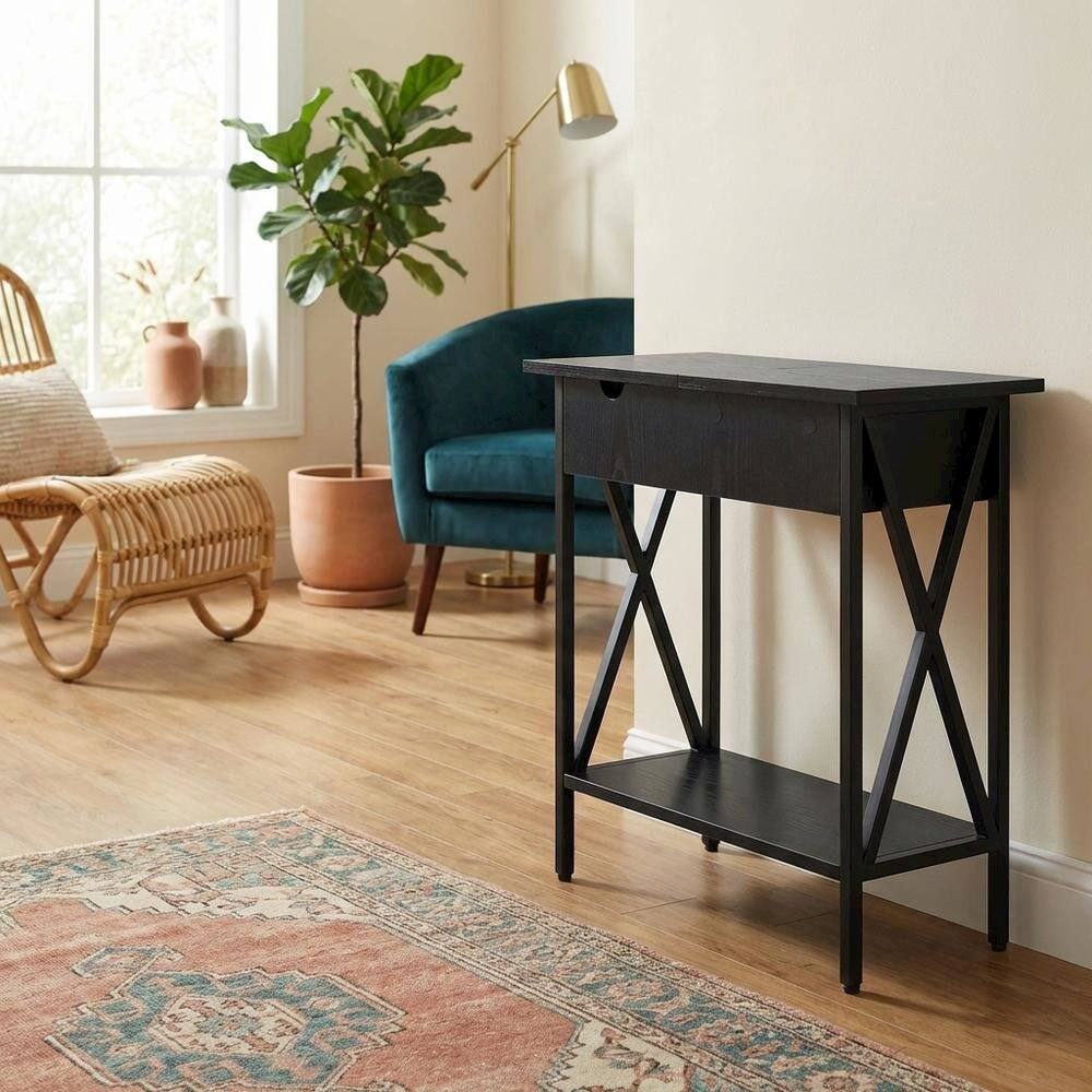 Alt View 1. FurniFact - Contemporary Flip Top Coffee Table with Sturdy Construction and Compact Design - Black.