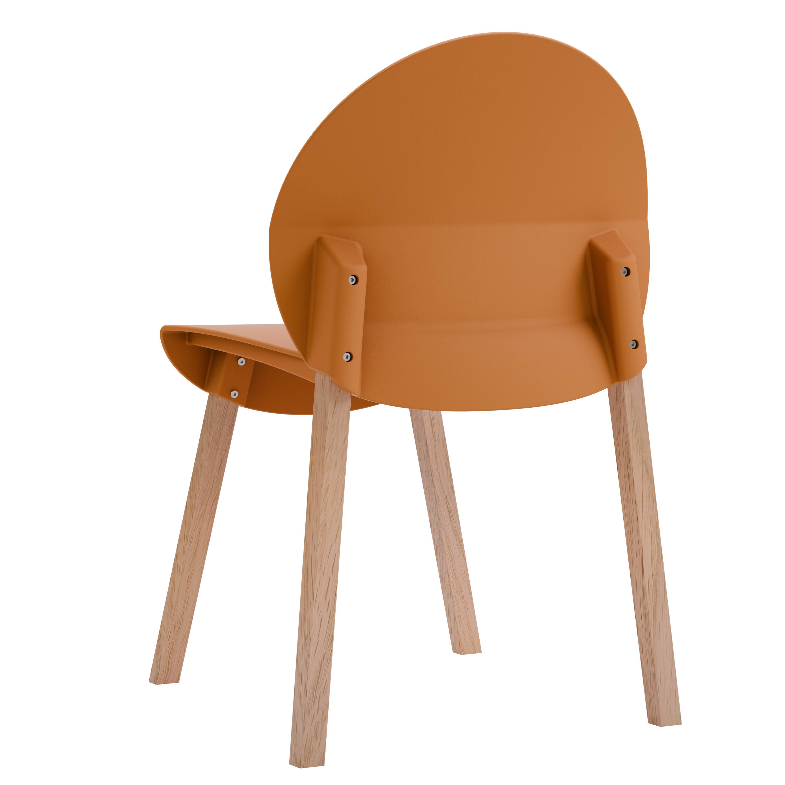 Alt View 8. Mondawe - 4-Pack Crimson Chairs – Red Oak Wood Legs & PP Seat - Orange.