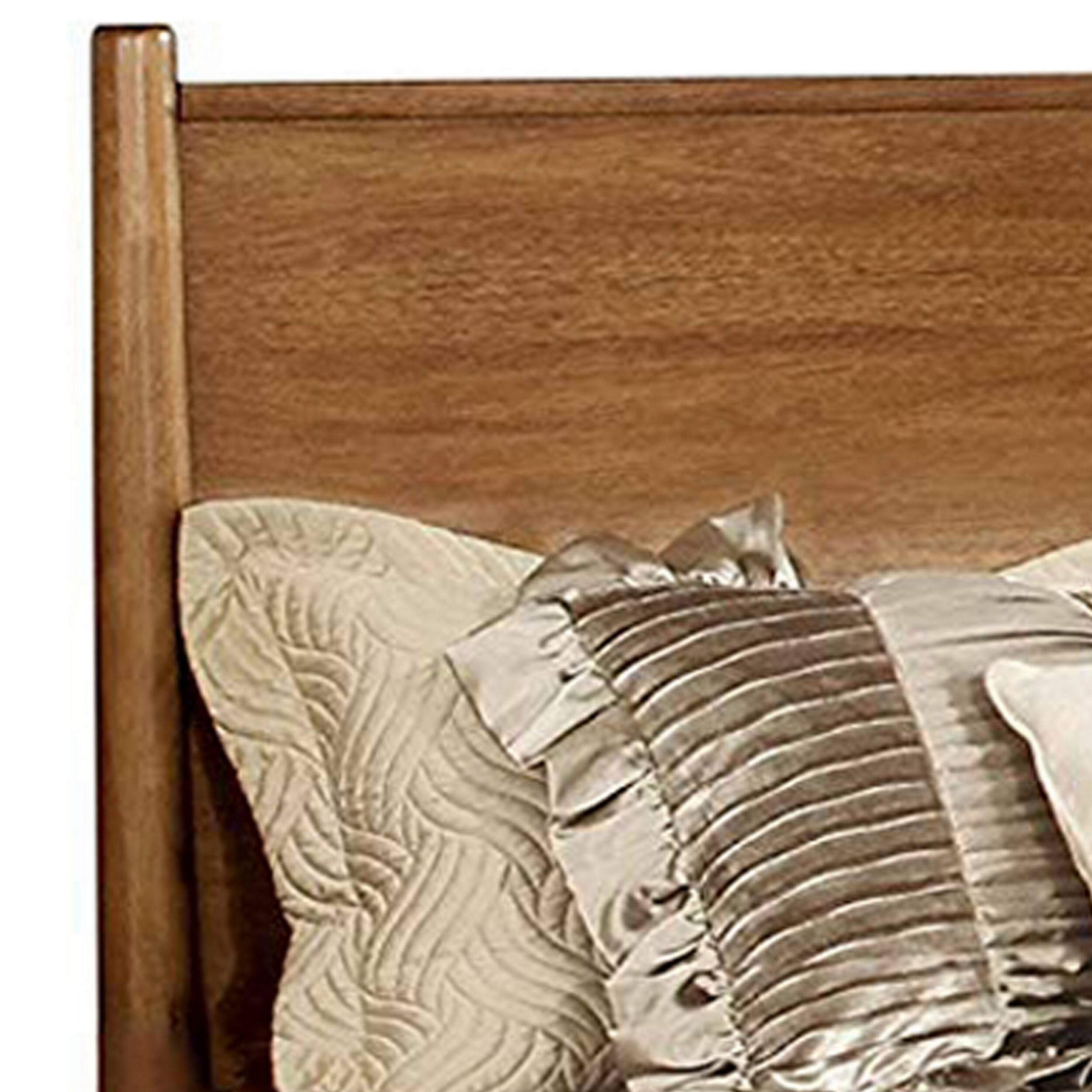 Alt View 3. Manhattan Lane - Wooden California King Size Bed with Panel Headboard, Oak Brown - Brown.