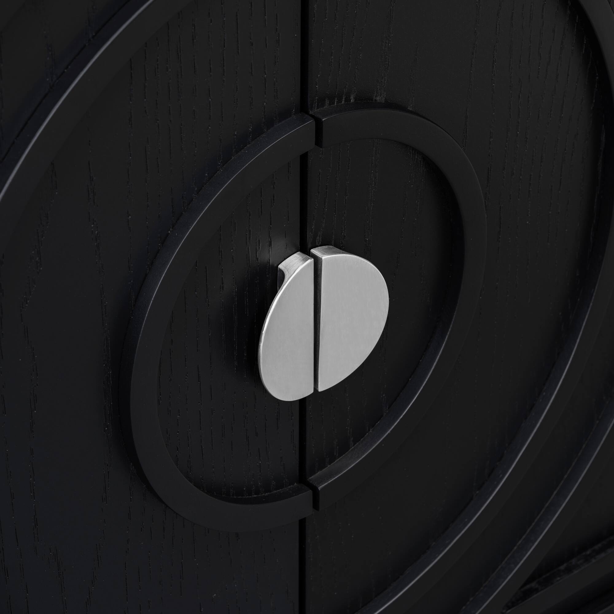 Alt View 7. Spaco - Spaco Retro Sideboard Buffet, Door with Circular Groove Design Round Metal Door Handle for Entrance, Dinning Living Room - Black.