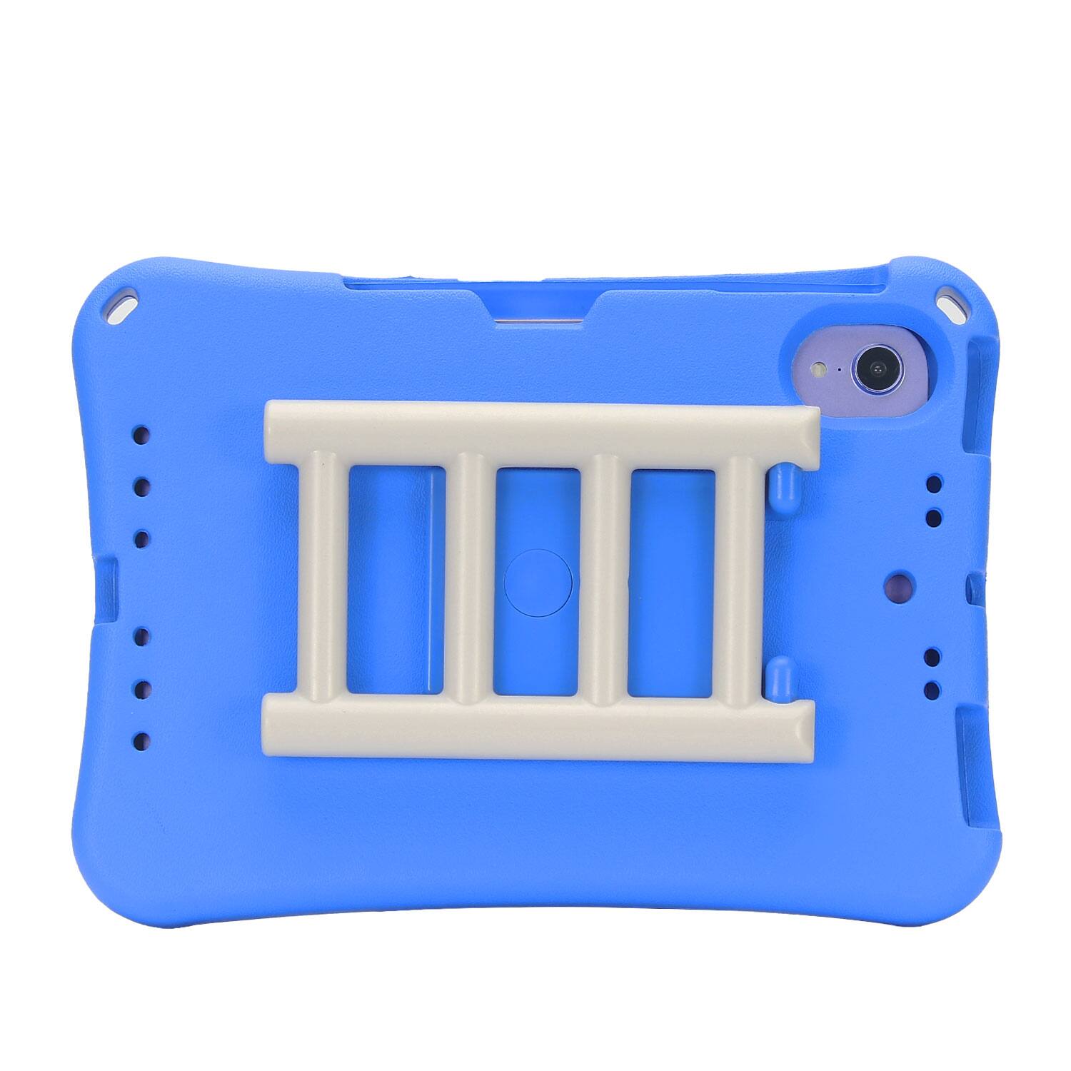 Back. Dteck - for Apple iPad mini (A17 Pro) 2024/iPad mini 6th Gen 8.3-inch 2021 Rugged Case,Shockproof TPU Cover with Rotating Stand - Blue.