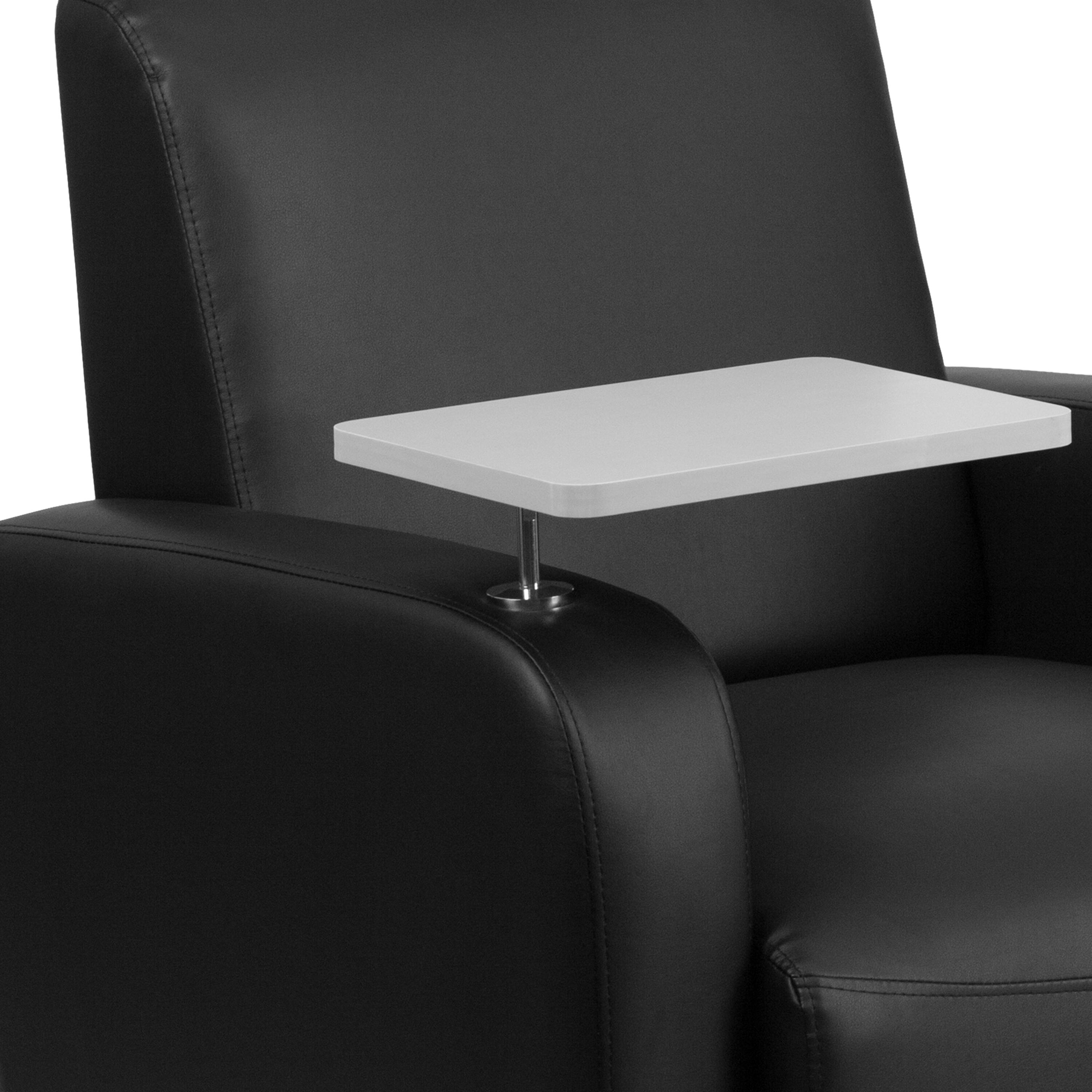 Alt View 8. Emma + Oliver - Tablet Arm Guest Chair with Front Wheel Casters and Cup Holder - Black.