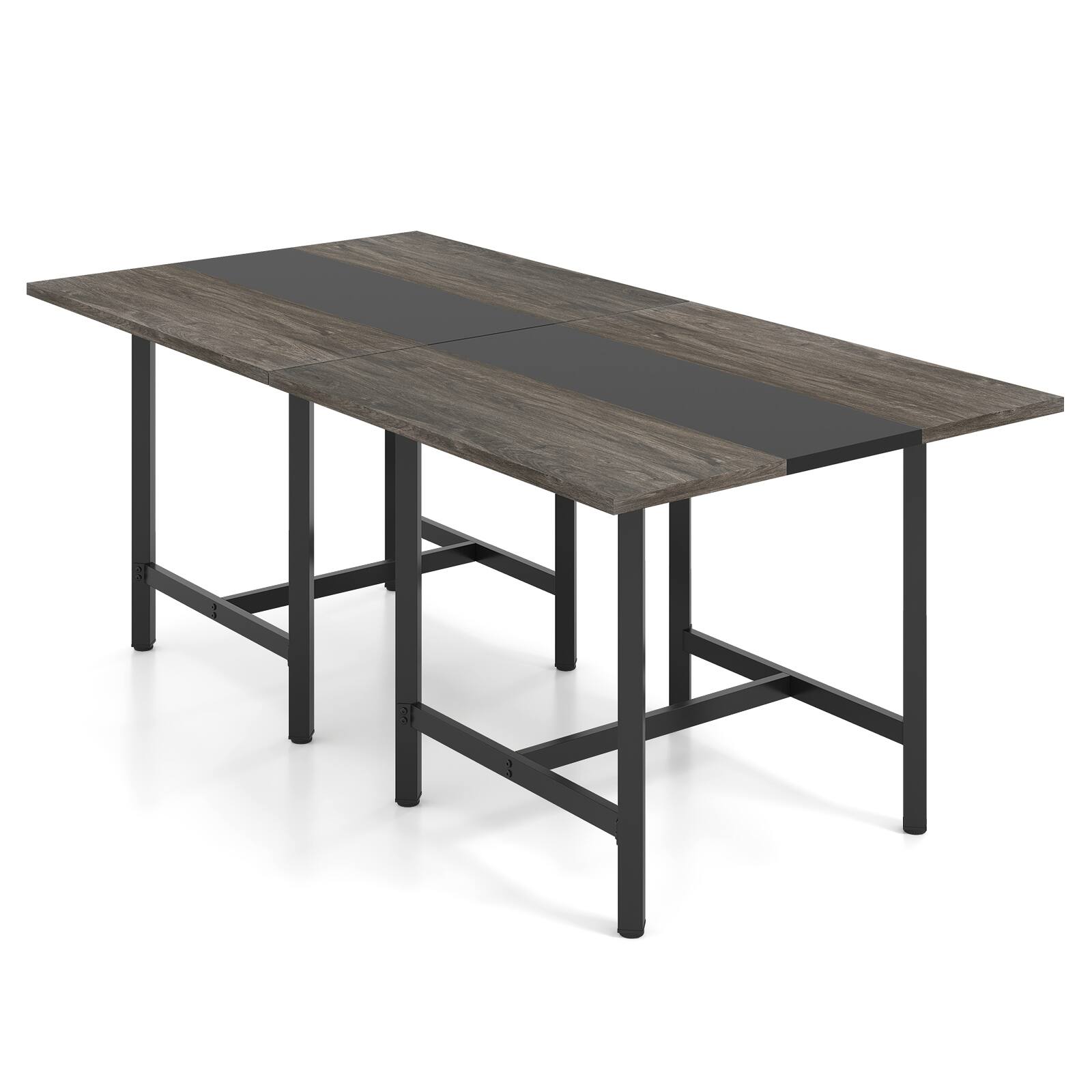 Alt View 9. Costway - Costway 2 PCS 39.5" Square Conference Table with Thickened Tabletop & Heavy-duty Metal Frame - Gray + Black.