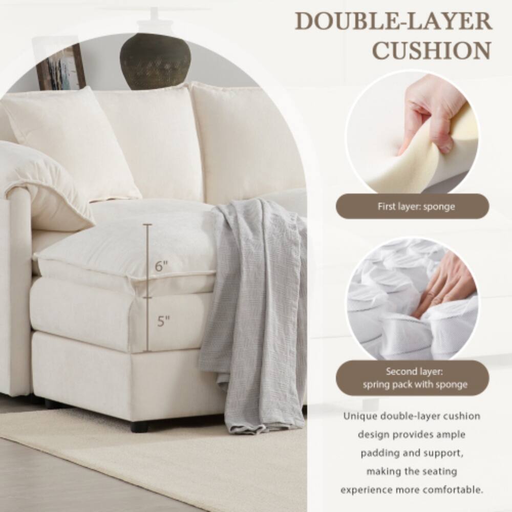 DOUBLE-LAYER CUSHION

First layer: sponge 6" 5"

Second layer: spring pack with sponge

Unique double-layer cushion design provides ample padding and support, making the seating experience more comfortable.