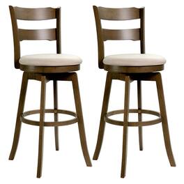 Costway - 30.5" Swivel Barstools Set of 2 with Backrest & Upholstered Seat,Footrest for Pub - Natural